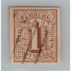 ALEMANIA 1859 ESTADO DE HAMBURGO Yv 2 ESTAMPILLA DE MUY BUENA CALIDAD RARA Y DE LUJO 120 EUROS